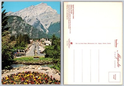 Banff Avenue Cascade Mountain Alberta Canada Postcard Traveltime KS-7078