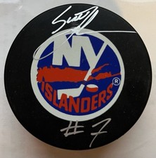 SCOTT LaCHANCE Signed/Auto ISLANDERS HOCKEY PUCK Canadiens/Canucks/Blue Jackets