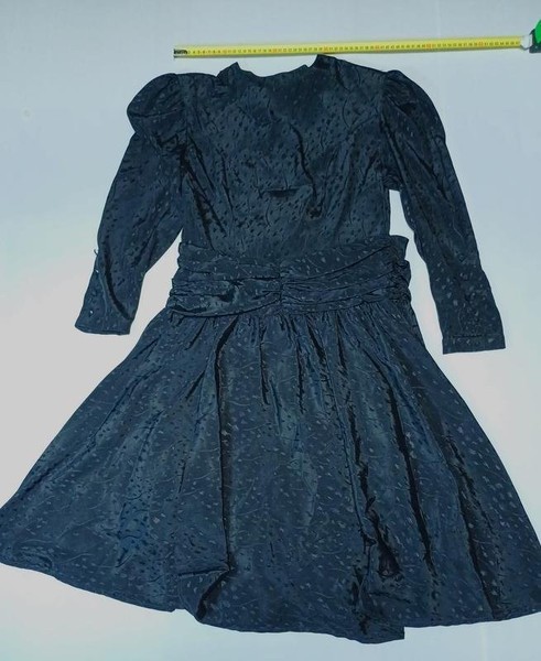 Women Vintage 90s Dress Black Polyester 36