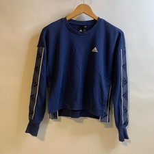 Adidas Vintage Blue White Crewneck Sweatshirt - Retro Sporty Chic, Size XS