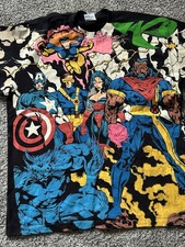Vtg 90s Marvel X-Men All Over Print T-Shirt XL Captain America Comic Tee