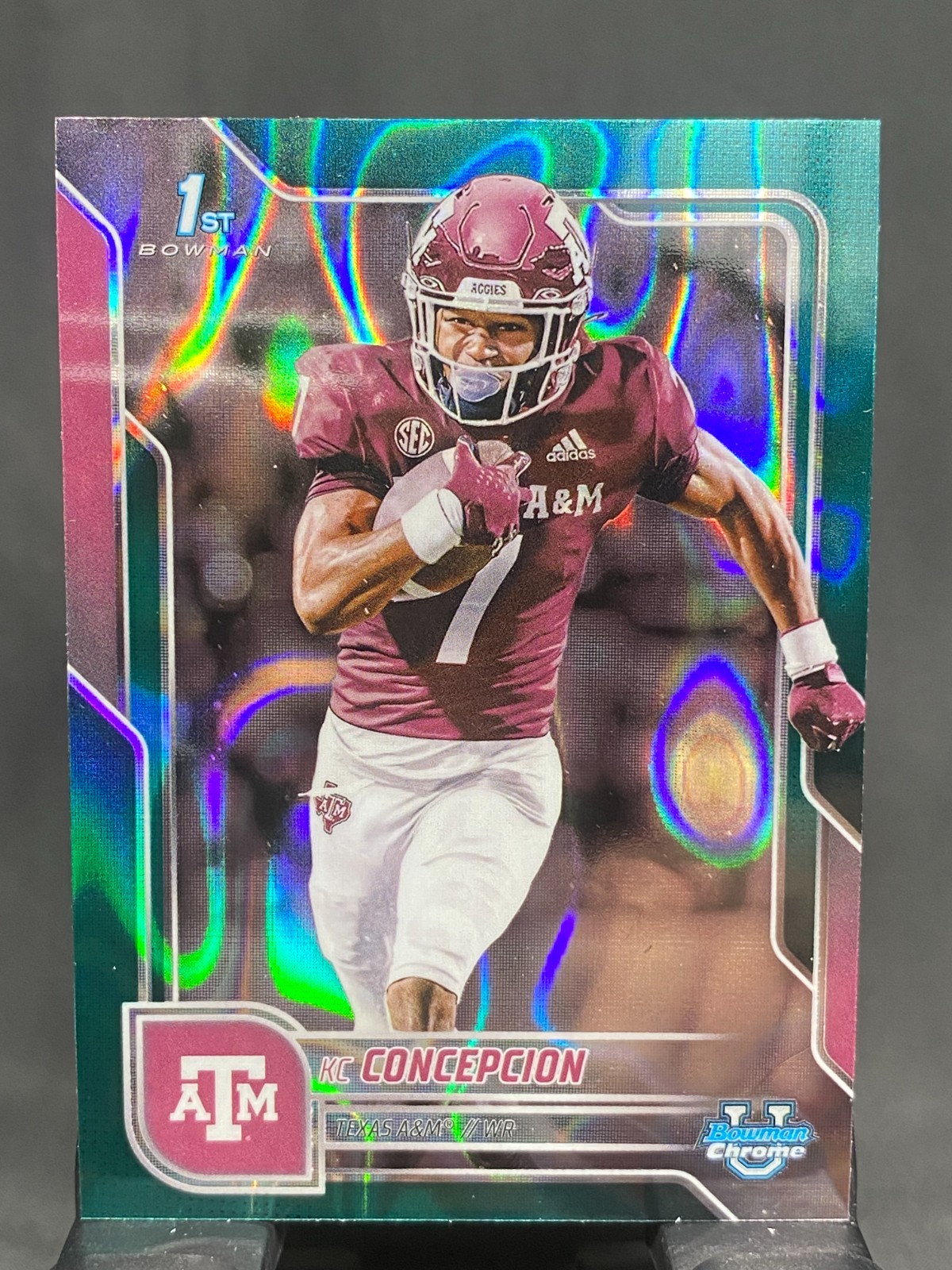 2025 Bowman Chrome University U Football Teal Lava #91 KC Concepcion Texas A&M