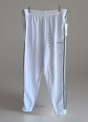 Men s ADIDAS Pants New With Tags White - Black stripe Tapered 