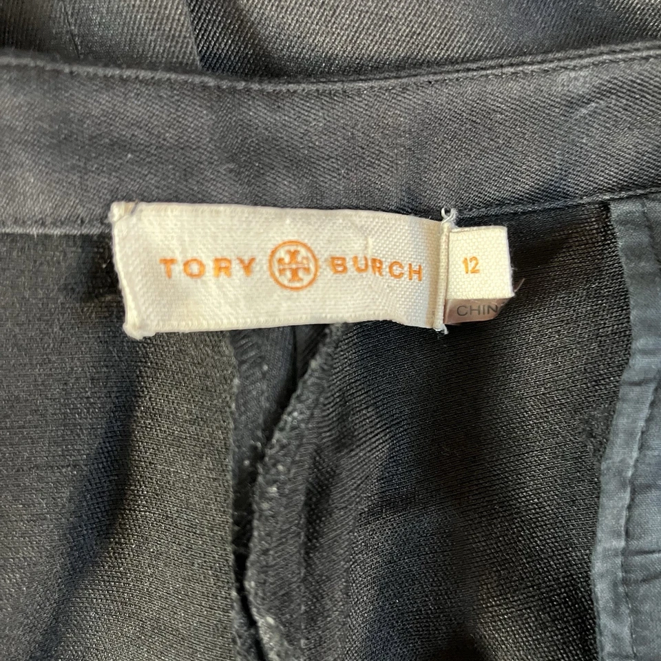 Pantalones de vestir de lana Tory Burch para mujer 12 pantalones acampanados negros tiro medio ligeros Foto 3 de 4