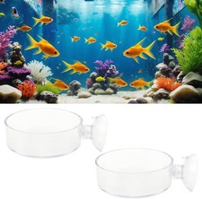 2 Pack 60mm Aquarium Shrimp Feeder Dish with Suction, Round Clear transparent
