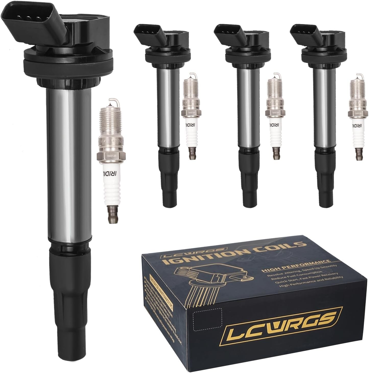 4pc Ignition Coil Pack & Spark Plugs Kit for Toyota Corolla Prius