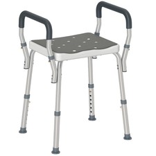 HOMCOM Rust-Free Aluminium Bath Chair with Adjustable Height, Grey