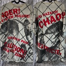 Vintage 1993 Jurassic Park AOP Movie Promo Single Stitch Dinosaur T-Shirt sz XL