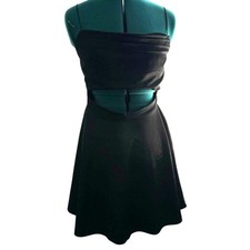 Windsor Flirtatious And Chic Satin Skater Mini Dress - Black, Large (L)