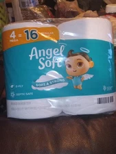 Angel Soft Toilet Paper 4 Mega Rolls = 16 Regular Roll Soft Strong Toilet Tissue