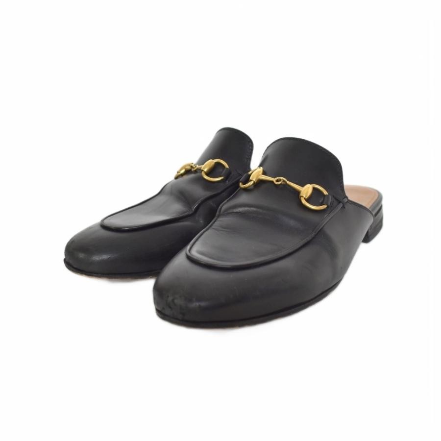 GUCCI Horsebit Mule Leather Loafers Dress Shoes Size:36/JP:23 Black 141124K Auth