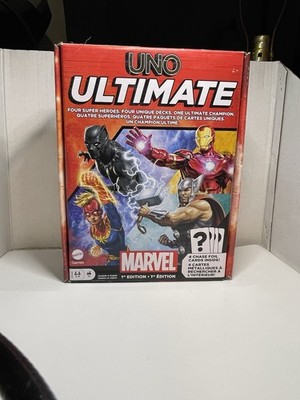 Mattel UNO Ultimate Marvel Card Game First Edition Box Set Foil Cards Open Box