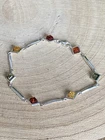 Multicoloured Amber Bracelet Sterling Silver 925 Green Yellow Cognac Square