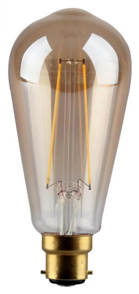 Orange 4w Filament LED ST64 Dimmable 2700K B22 380lm =34w Amber Kosnic