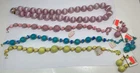 Vintage Costume Jewelry Lot 4 Pink Blue Yellow Necklaces 3 Clip On Earring Sets