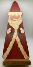 Old World Santa Hand Painted VTG Folk Art Wood Cutout 12" X 1 Christmas Decor