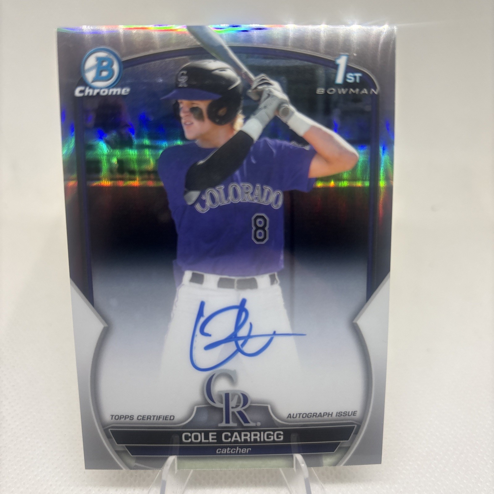 2023 Bowman Chrome Draft Cole Carrigg #CDA-CC 1st Refractor Auto /499 Rockies