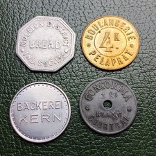 : LOT 4 JETONS DE PAIN 4 pays différents / BREAD TOKEN / BROT / NECESSITÉ