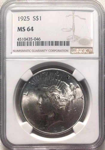 1925 PEACE SILVER DOLLAR - NGC MS64