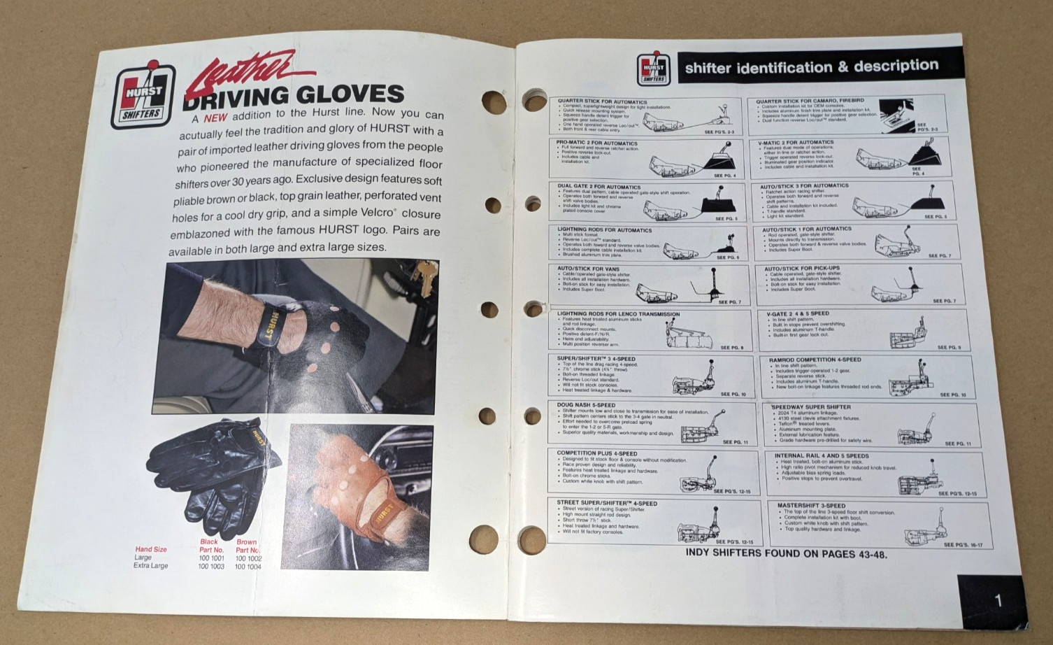 VINTAGE 1975 1987 HURST INDY CATALOG BROCHURES SHIFTERS & ACCESSORIES HOT ROD
