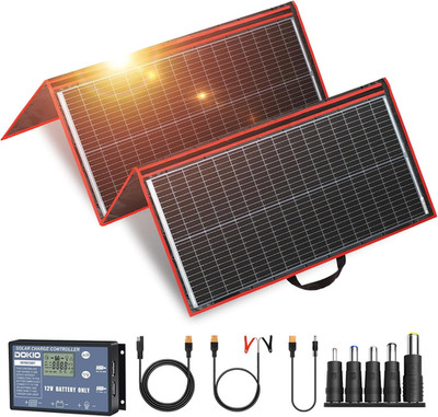 DOKIO 300W Foldable Solar Panel Kit Portable Charger RV Camping Emergency
