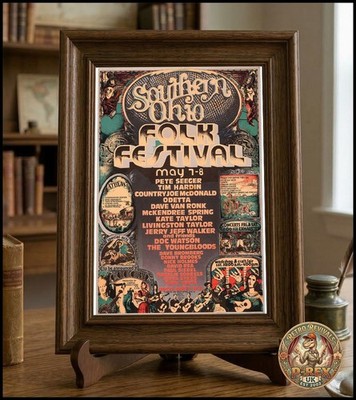 Pete Seeger 1971 Southern Ohio Folk Festival Repro Tour Poster Foto - 12''x8''