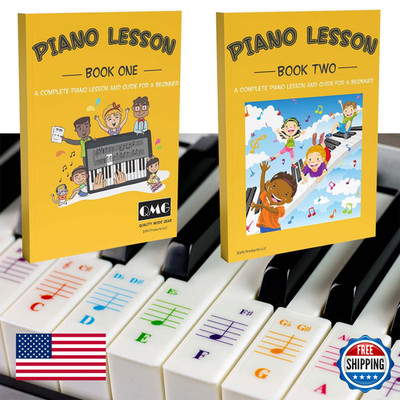 QMG Color Piano and Keyboard Stickers and Complete Color Note Piano Music Lesson