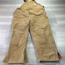 Carhartt Bib Overalls Mens 48x30 Brown Insulated Quilt Lined Workwear R02 BRN