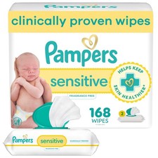 Pampers Baby Wipes Sensitive Water Based Hypoallergenic 168 Count