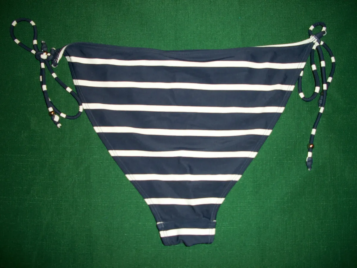 indrømme Forskudssalg vedtage 1107 Tommy Hilfiger Navy Blue Stripe Tie Side Bikini Bottoms Euro 42 | eBay