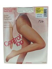 JCPenney Control Top Super Shaper Pantyhose Short White Vintage