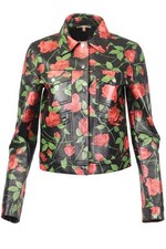 Michael Kors Floral Print Leather Jacket Us 8 Uk 12