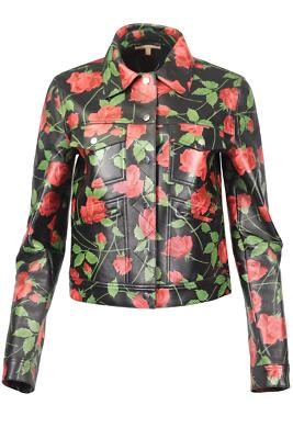 MICHAEL KORS LEDERJACKE MIT BLUMENDRUCK US 8 UK 12