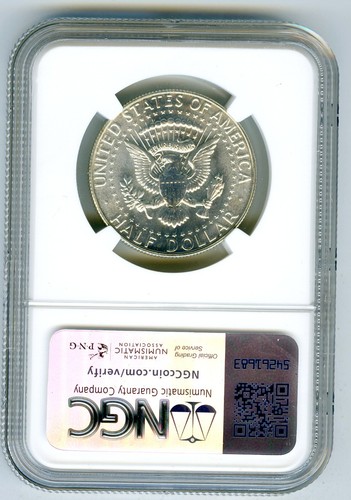 1967 SMS 50C KENNEDY 40% SILVER HALF DOLLAR - NGC MS66 - Picture 2 of 2