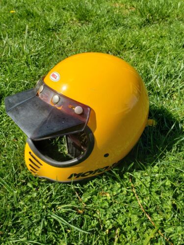 Vintage Yellow Bell Moto 3 III Motorcycle Helmet size 7.5 with visor - Picture 12 of 12