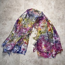 Very Large Rectangular COLORFUL Tie Dye Scarf Rainbow Multicolor Fringe Hem