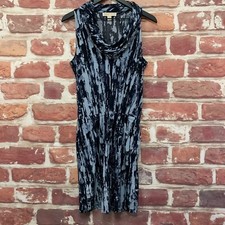 Michael Kors Dress Womens Small Blue Abstract Cowl Neck Casual Work Popover