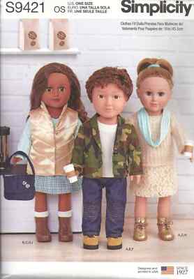 SIMPLICITY S9421 18'' DOLL CLOTHES SEWING PATTERN  2020