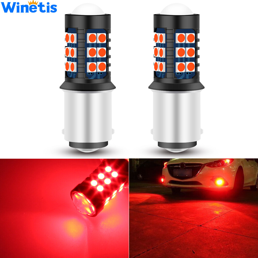 Pure Red LED Brake Stop Tail Light Bulbs – 1157 2057 2357 7528, Error Free (2-Pack)