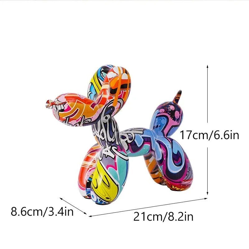 Marble Print Resin Balloon Dog Figurines Graffiti Art Statues For Home