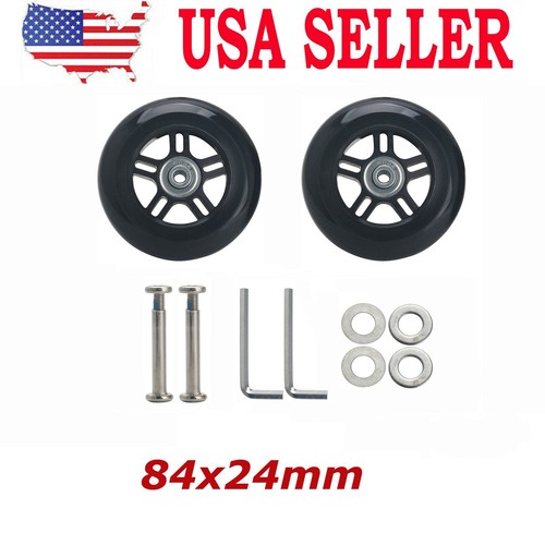 2x 84x24mm Luggage Suitcase Replacement Wheels Axles Wrench Bearings Repair Kit eBay