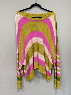 FREE PEOPLE All About You Oversized Sweater Striped colorful
