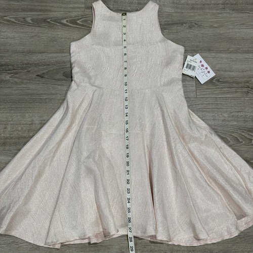 Pippa & Julie Light Pink With Gold Shimmer Sleeveless Dress Sz 12 NWT - Picture 2 of 11