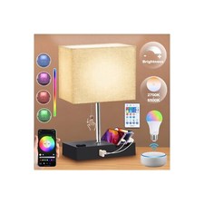 RGB Smart Table Lamp with Remote Control - Alexa Lamp for Bedroom with Voice ...