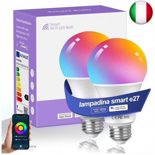 HUTAKUZE Lampadine Wifi Smart E27, Lampadine Inteligente, 9W 806LM Dimmerabile