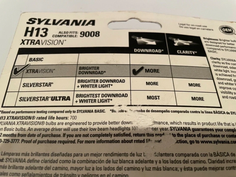 Sylvania XtraVision H13 Brighter Downroad 2 lámparas halógenas 9008 Foto 3 de 4