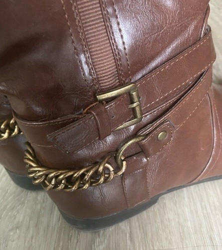 Unisa Women’s Western Riding Style Brown Boots Size 8 M With Chain On Ankle - Picture 6 of 10