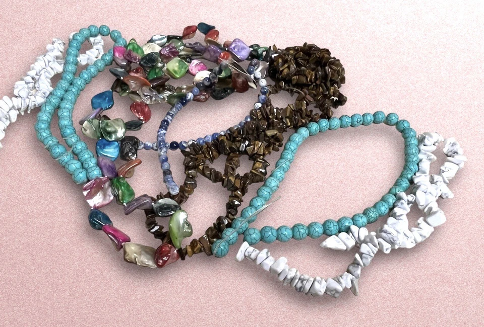 Большой лот товаров для изготовления ювелирных изделий бусины пряди драгоценные камни хоулит кошачий глаз швабра - Изображение 3 из 4