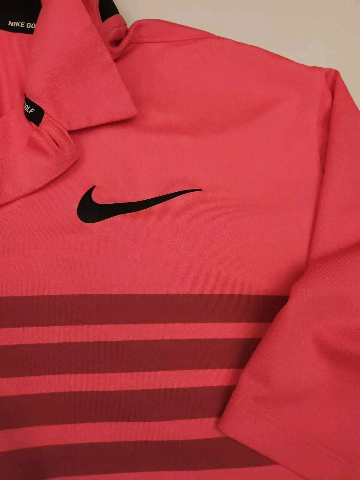 Nike Golf Dri-Fit Standard Fit Polo Shirt Men&rsquo;s Pink Striped Size XXL