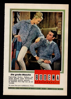 3w7551/ Dekorative Reklame von 1960   BODEWA Strickmodelle   Wanfried / Werra